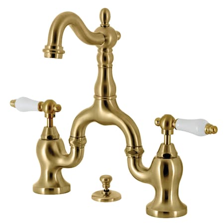 Kingston Brass Bridge Bathroom Faucet with Brass Pop-Up, Brushed Brass KS7977PL